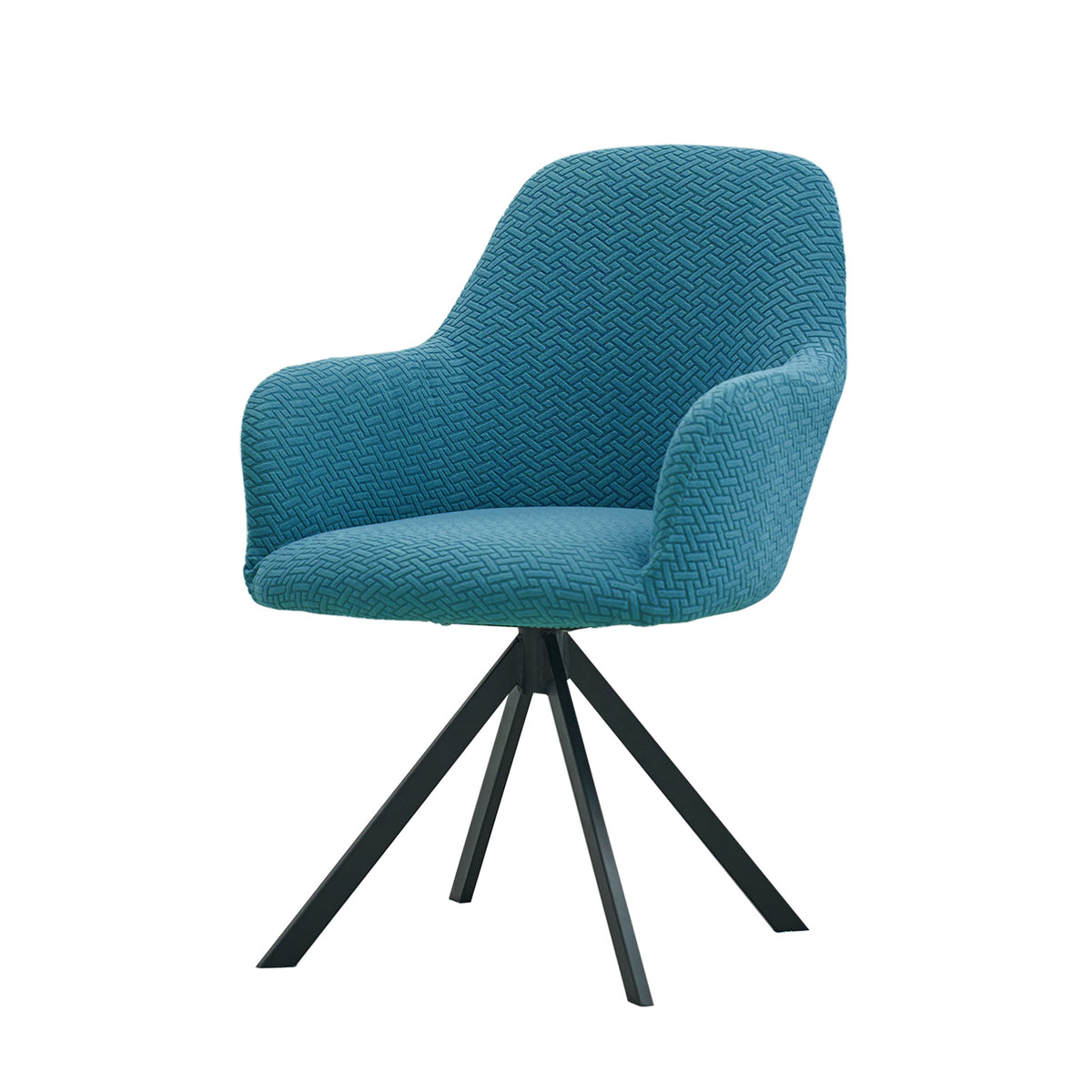 Premium Jacquard Fully Covered Cover for Swivel Dining Chair with Arms, Turquoise