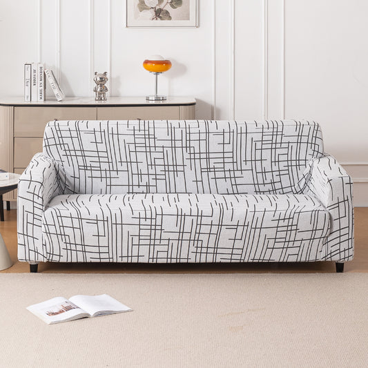 'Crossline Series' Jacquard Sofa Cover 1/2/3/4-seater Fully Covered, Dark Grey