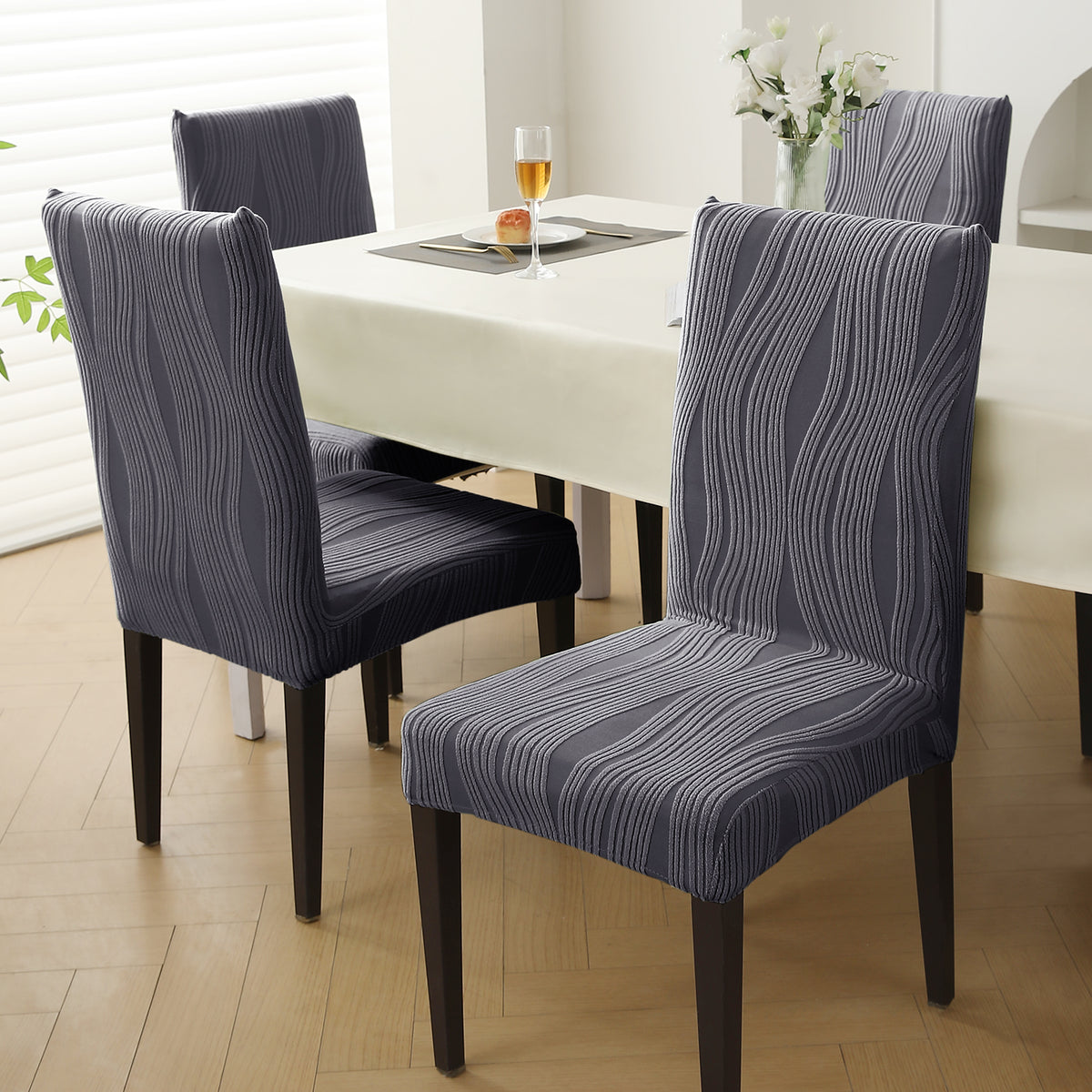 Nestiva Series Stretchable Knitting Jacquard Chair Cover - Porpoise Grey
