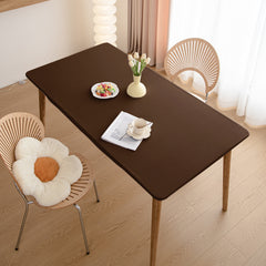 HOKIPO 100% Waterproof Non-Slip Stretch Table Cover, Brown