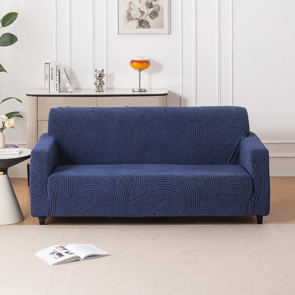 Buy Royal Blue WaveLine Jacquard Sofa Cover Set