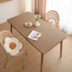 HOKIPO 100% Waterproof Non-Slip Stretch Table Cover, Light Brown