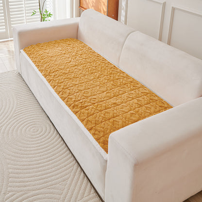 'Italian Caelora' Luxury Jacquard Plush Sofa Cover Mat and Anti-Slip Armrest Covers - Honey Yellow