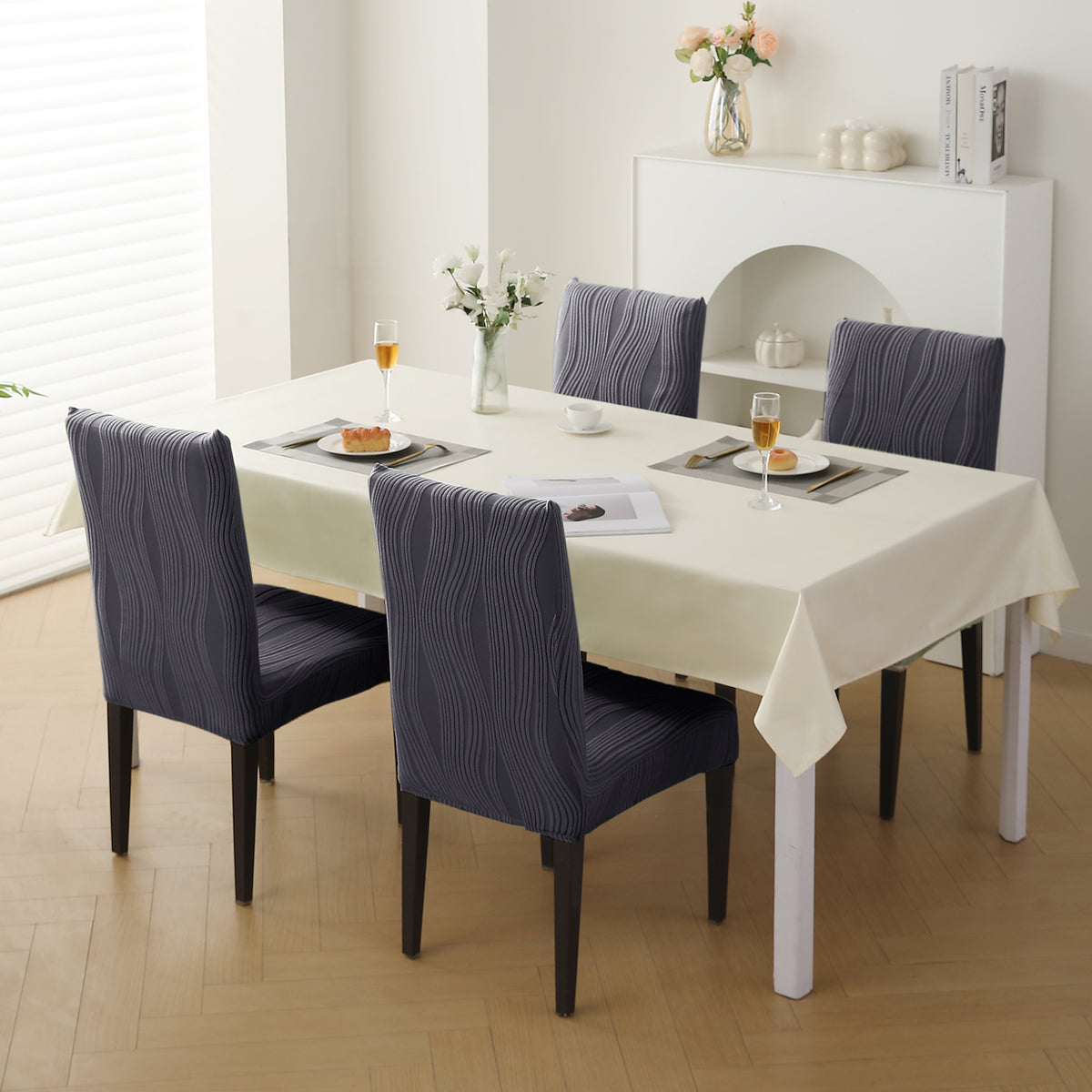 Nestiva Series Stretchable Knitting Jacquard Chair Cover - Porpoise Grey