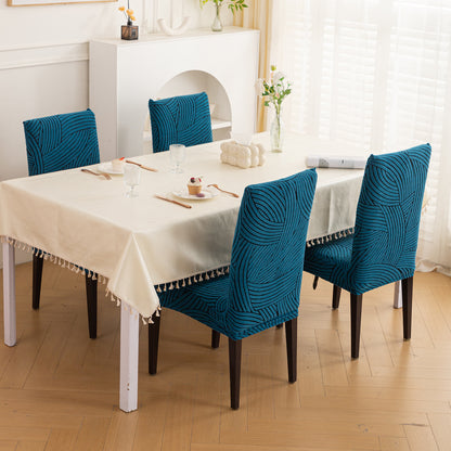 WaveLine Series 180 GSM Jacquard Chair Cover Set of 1/2/4/6, Teal Green