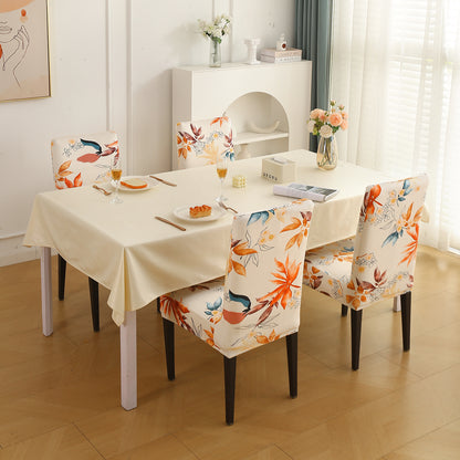 Premium Printed Velvet Dining Chair Cover Set, Amber Serene Flora