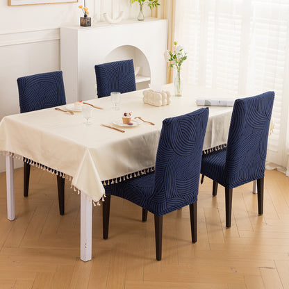 WaveLine Series 180 GSM Jacquard Chair Cover Set of 1/2/4/6, Royal Blue