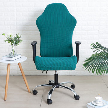 Gaming Chair Cover Stretchable Elastic Jacquard Computer Rotating Chair Seat Covers Slipcover Teal
