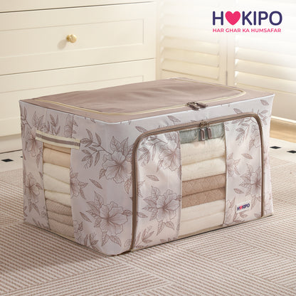 Foldable Cloth Storage Organizer for Wardrobe, Latte Floral