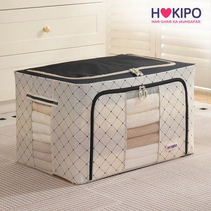 Folding Cloth Storage Box and Organizer for Wardrobe - Ivory Noir