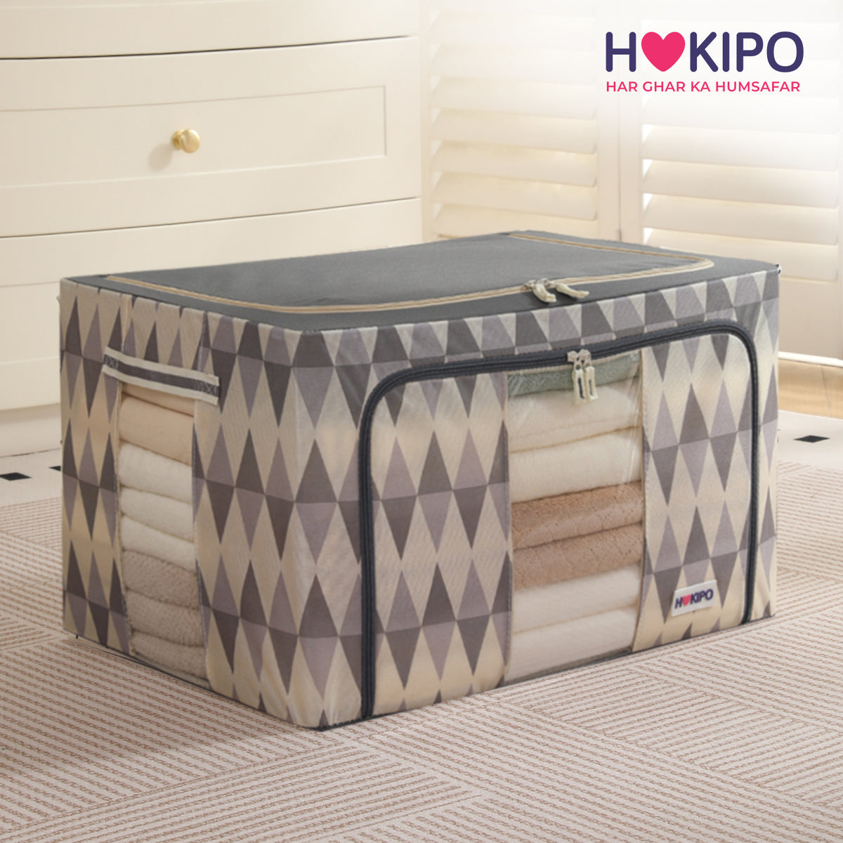 Folding Cloth Storage Box and Organizer for Wardrobe - Ash Mirage