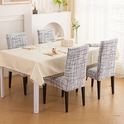 'Crossline Series' 180 GSM Jacquard Chair Cover Set 1/2/4/6, Navy Blue