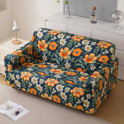 Premium Printed Velvet Sofa Cover 1/2/3 Seaters Fully Covered, Teal Twilight Garden
