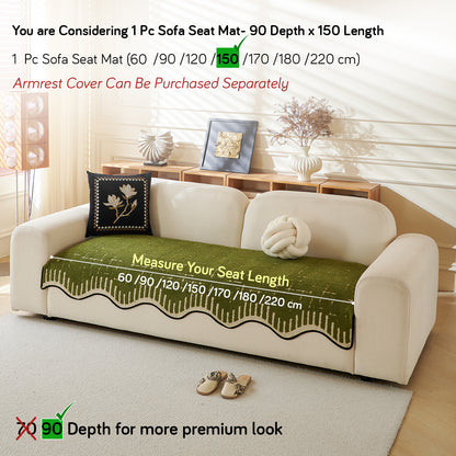 Premium Supple Soft Wavy Sofa Cover Mat, Green