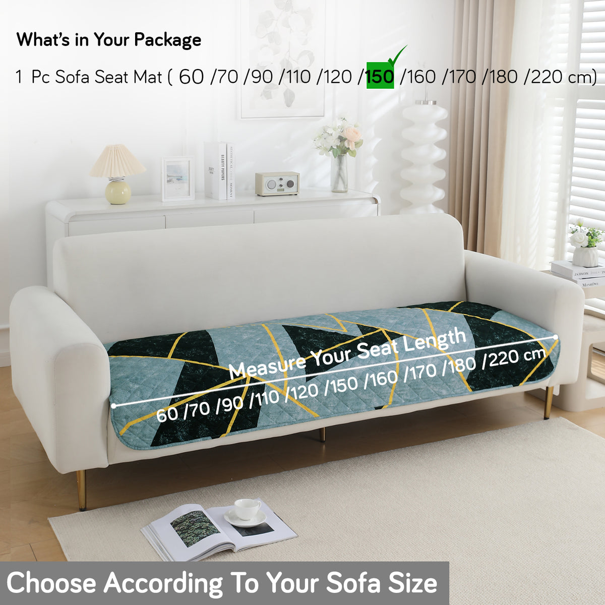 Water Repellent + Waterproof Quilted Sofa Mats, Multicolor Abstract Geometry