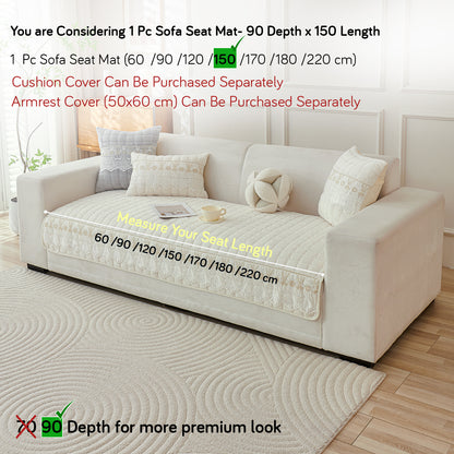 BelleLace Series Premium Imperial Milk Velvet Sofa Cover Mat with Lace Design -  Pearl White