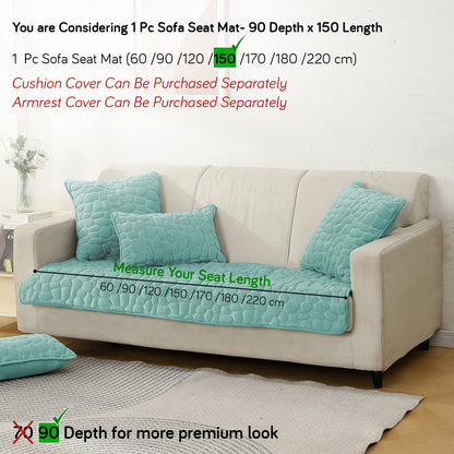 Premium Pebble Milk Velvet Anti Slip Sofa Mats, Fog Blue