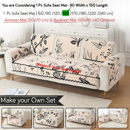 Luxury Plush Sherpa Anti-Slip Sofa Cover Mat, 'Noirea Series'| Butterfly Garden