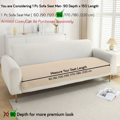 Polyester Quilted Sofa Cover Mats, Beige