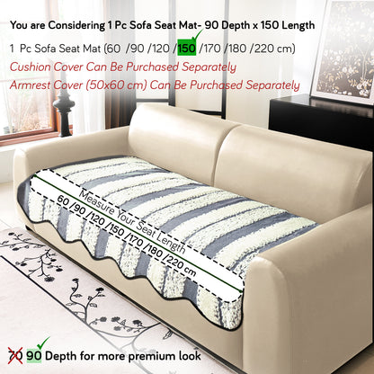 Luxury Wavy Plush Anti-Slip Sofa Cover Mats - Pewter Grey