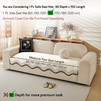 Premium Supple Soft Wavy Sofa Cover Mat, Cream Brown