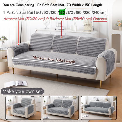 Faux Rabbit Fur Plush Anti-Slip Sofa Mat |Snuggle Fur Grey
