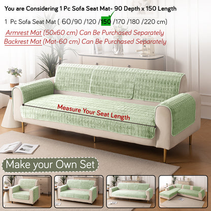 Premium Plush Anti Slip Sofa Cover Mat, Pastel Green