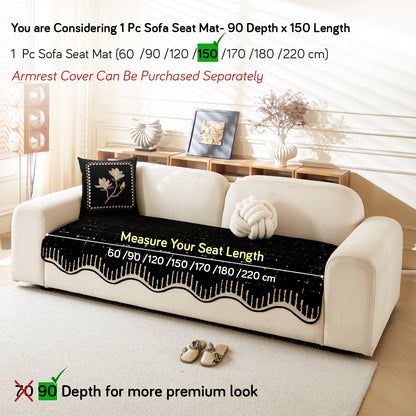 Premium Supple Soft Wavy Sofa Cover Mat, Black