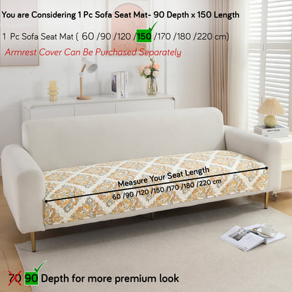 Polyester Printed Quilted Sofa Cover Mats, Damask Beige
