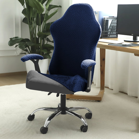 Gaming Chair Cover Elastic Jacquard Computer Rotating Chair Seat Covers Slipcover, Navy Blue