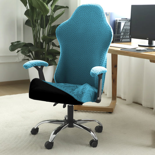 Gaming Chair Cover Elastic Jacquard Computer Rotating Chair Seat Covers Slipcover, Turquoise