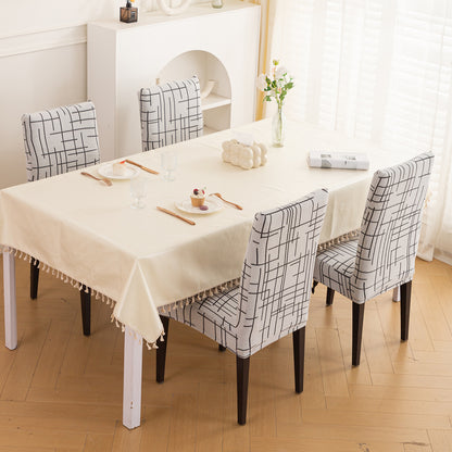 'Crossline Series' 180 GSM Jacquard Chair Cover Set 1/2/4/6, Dark Grey
