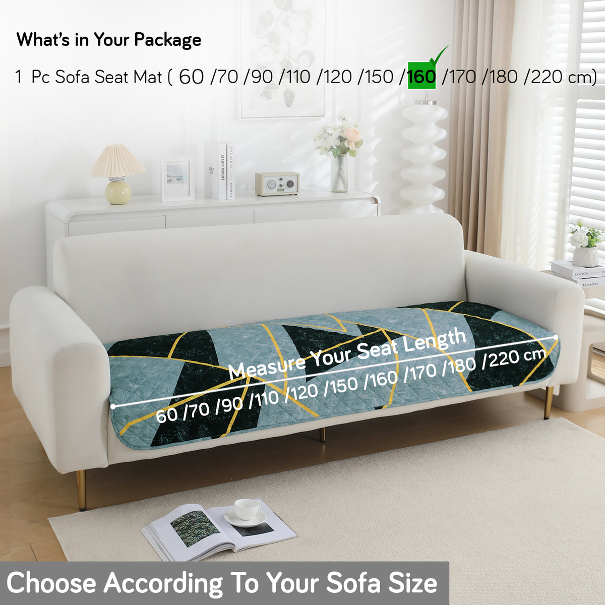 Water Repellent + Waterproof Quilted Sofa Mats, Multicolor Abstract Geometry