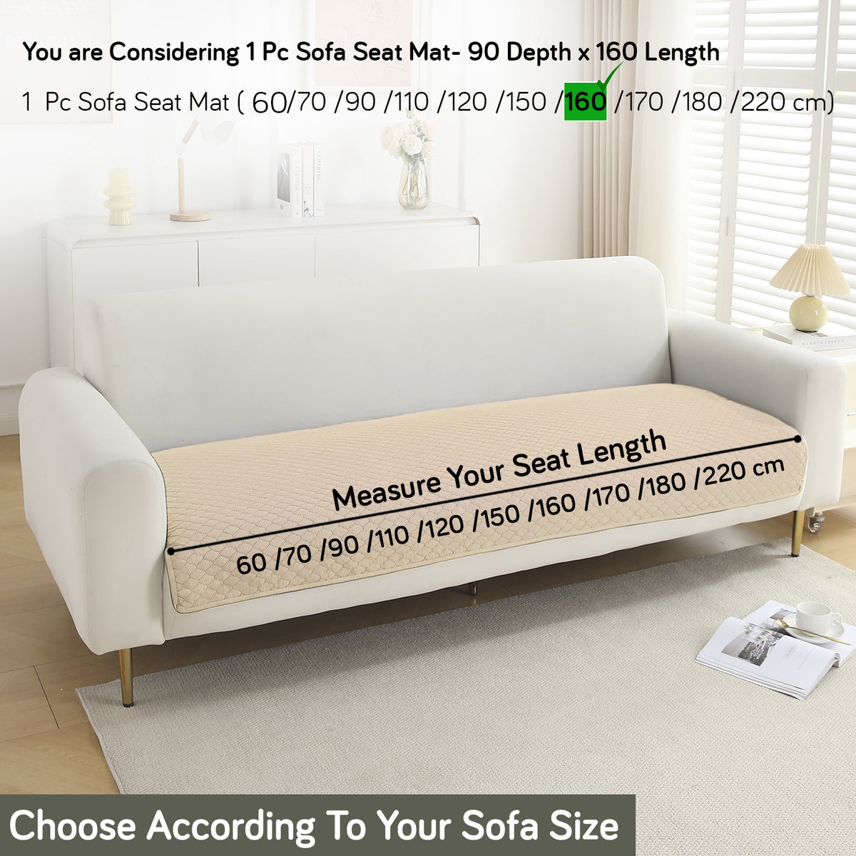 Polyester Quilted Sofa Cover Mats, Beige