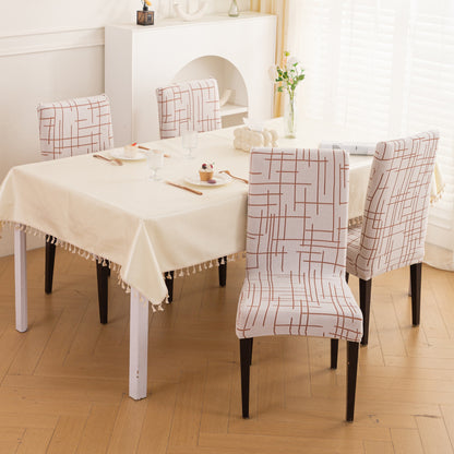 Crossline Series 180 GSM Jacquard Chair Cover Set 1/2/4/6, Rust Brown