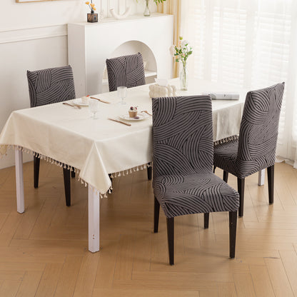 WaveLine Series 180 GSM Jacquard Chair Cover Set of 1/2/4/6, Charcoal Grey