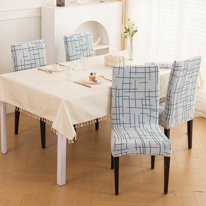 'Crossline Series' 180 GSM Jacquard Chair Cover Set 1/2/4/6, Teal Blue