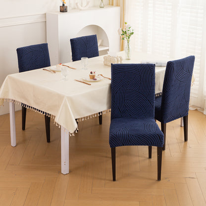 WaveLine Series 180 GSM Jacquard Chair Cover Set of 1/2/4/6, Royal Blue