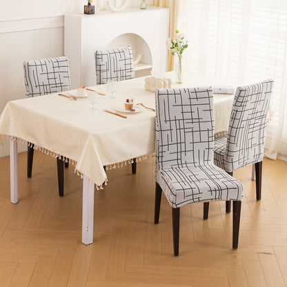 'Crossline Series' 180 GSM Jacquard Chair Cover Set 1/2/4/6, Dark Grey