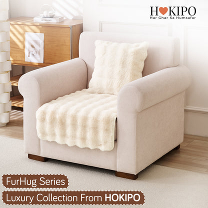 'FurHug' Premium Faux Rabbit Fur Sofa Seat Mats, Beige