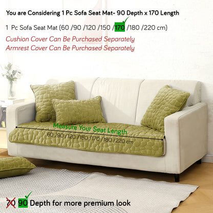 Premium Pebble Milk Velvet Anti Slip Sofa Mats, Pristine Green