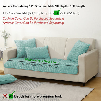 Premium Pebble Milk Velvet Anti Slip Sofa Mats, Fog Blue