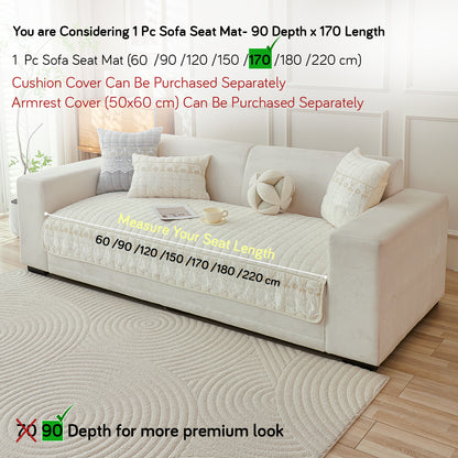 BelleLace Series Premium Imperial Milk Velvet Sofa Cover Mat with Lace Design -  Pearl White