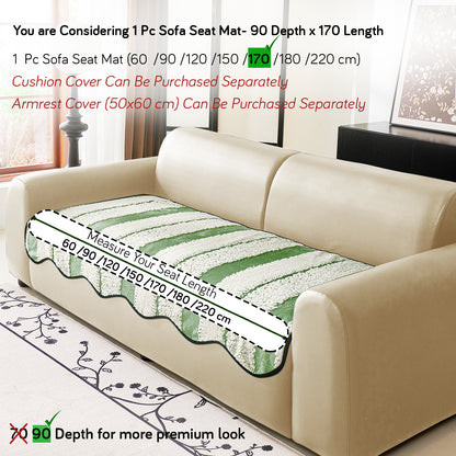 Luxury Wavy Plush Anti-Slip Sofa Cover Mats - Pistachio Green