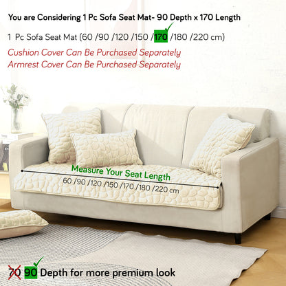 Premium Pebble Milk Velvet Anti Slip Sofa Mats, Bliss White