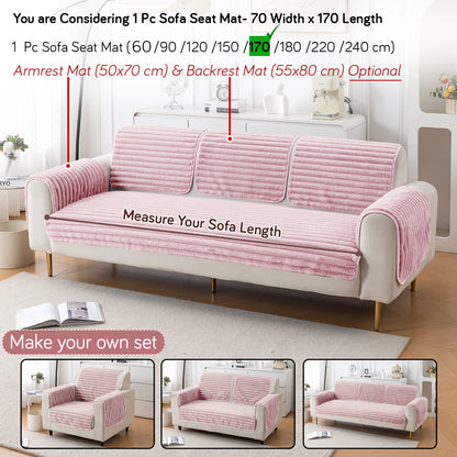 Faux Rabbit Fur Plush Anti-Slip Sofa Mat |Snuggle Fur Soft Pink