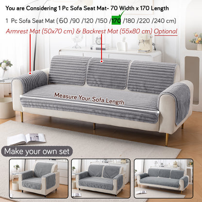 Faux Rabbit Fur Plush Anti-Slip Sofa Mat |Snuggle Fur Grey