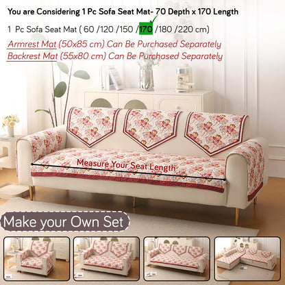 Florentina Series Premium Holland Velvet Sofa Cover Mat - Autumn Cream