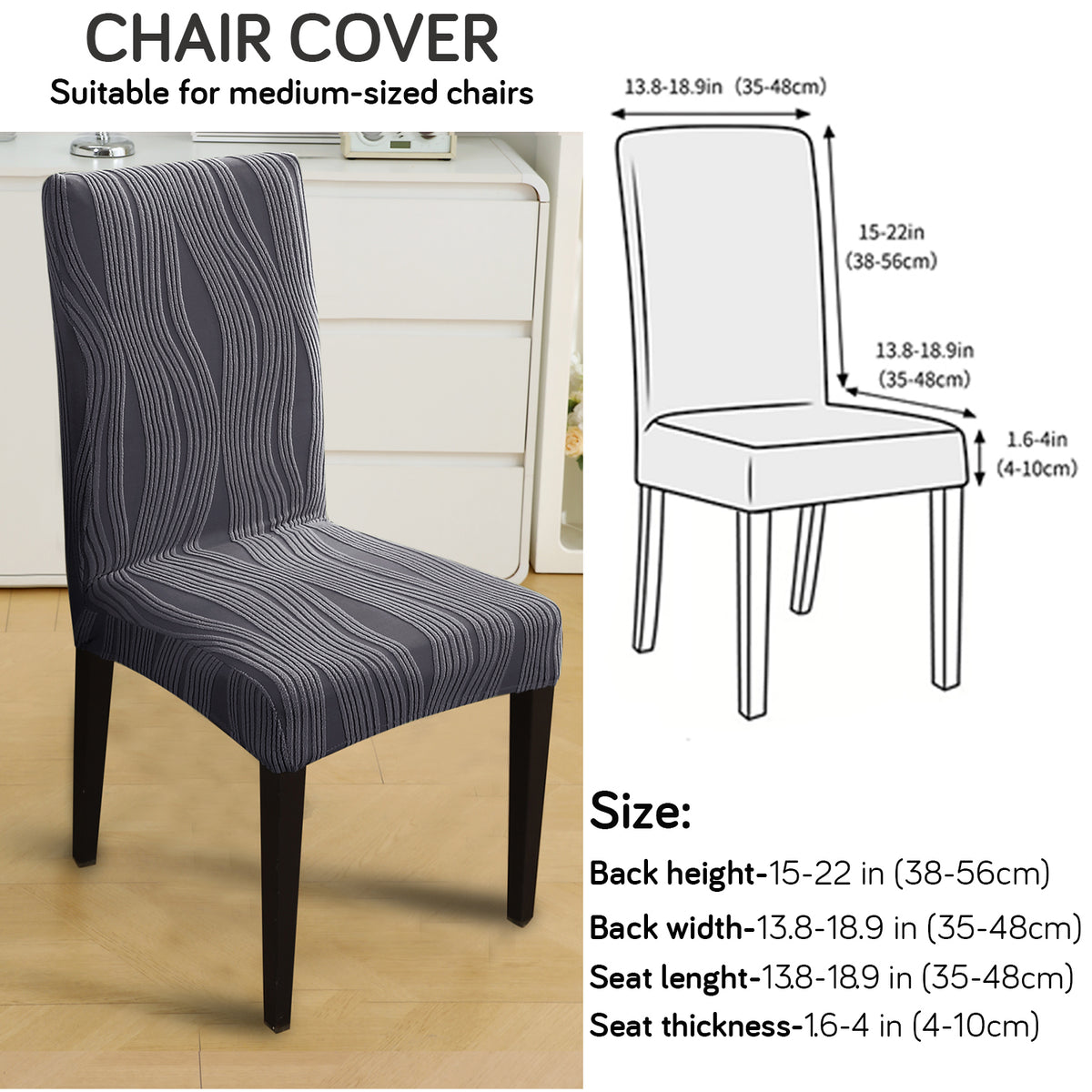 Nestiva Series Stretchable Knitting Jacquard Chair Cover - Porpoise Grey