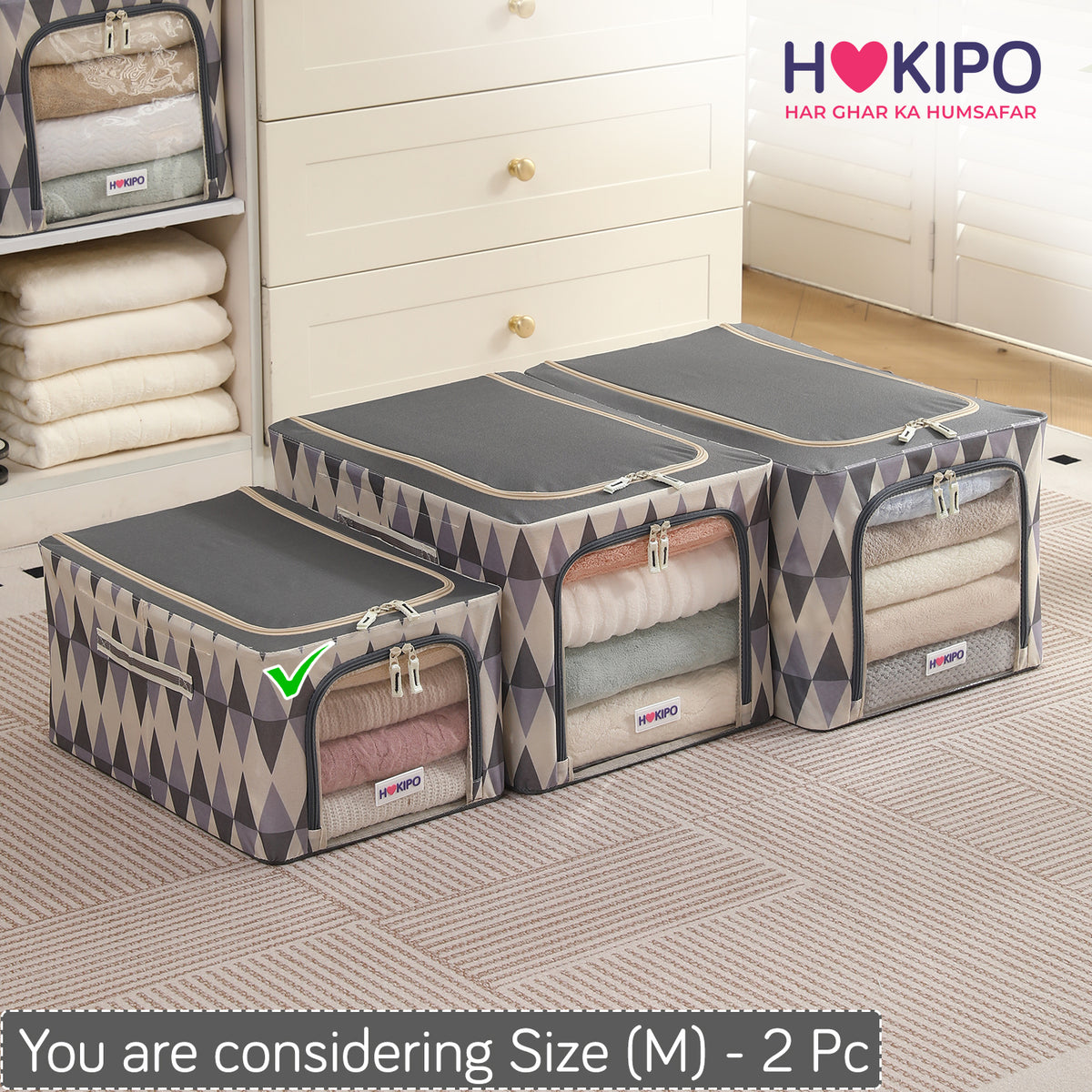Foldable Cloth Storage  Box Organizer for Wardrobe - Ash Mirage